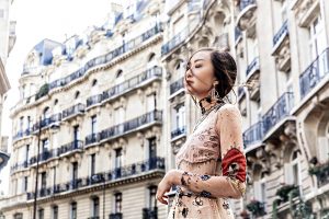 Paris Streets Valentino Dream dress and Chriselle Lim