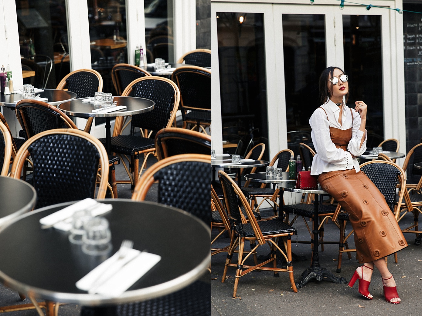 Paris Cafe Chriselle Lim wearing valentino